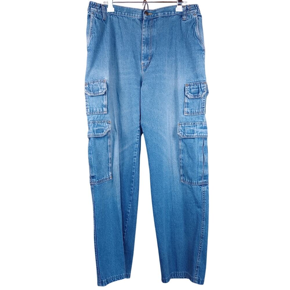 Liberty Blues Men's Big & Tall Cargo Jeans 39X34.5 Tall Relaxed Fit Denim Y2K - Picture 1 of 8